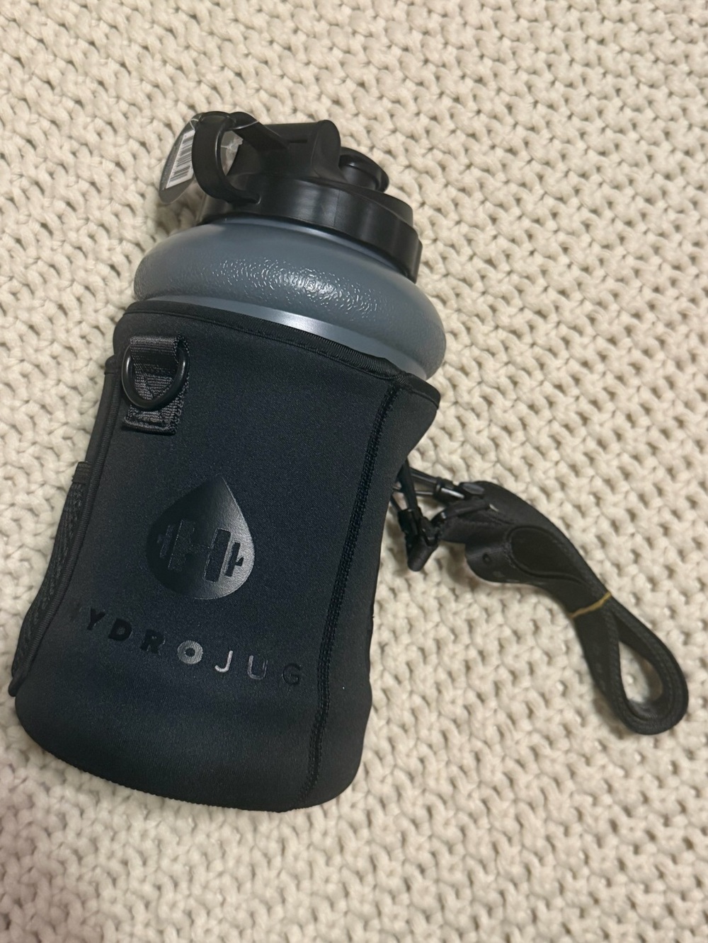 HydroJug Gray Bottle with Black Neoprene Sleeve
